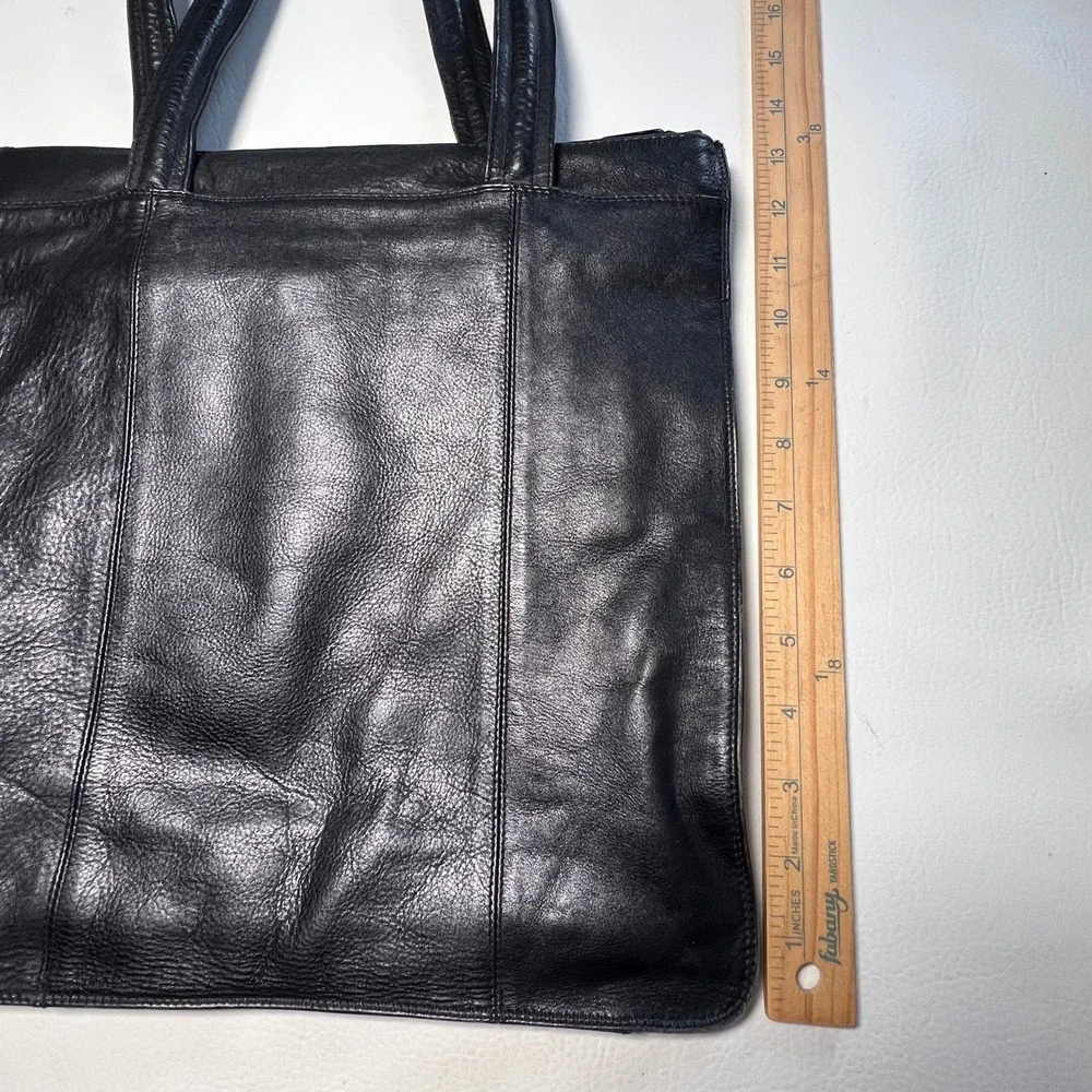 Derek Alexander Tote Purse Women Sleek Black Slim 90s Leather Shoulder Bag Roomy